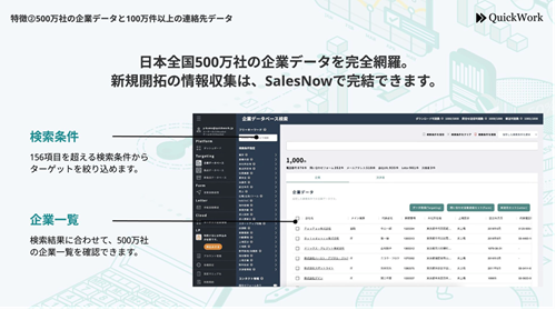 日本全国500万社以上の企業情報を網羅した日本最大級のデータベース「SalesNow DB」